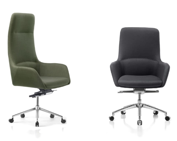 Executive office chairs in leather or fabric