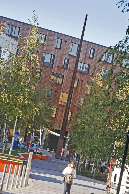 The approach to Residences Reception from Westfield Way