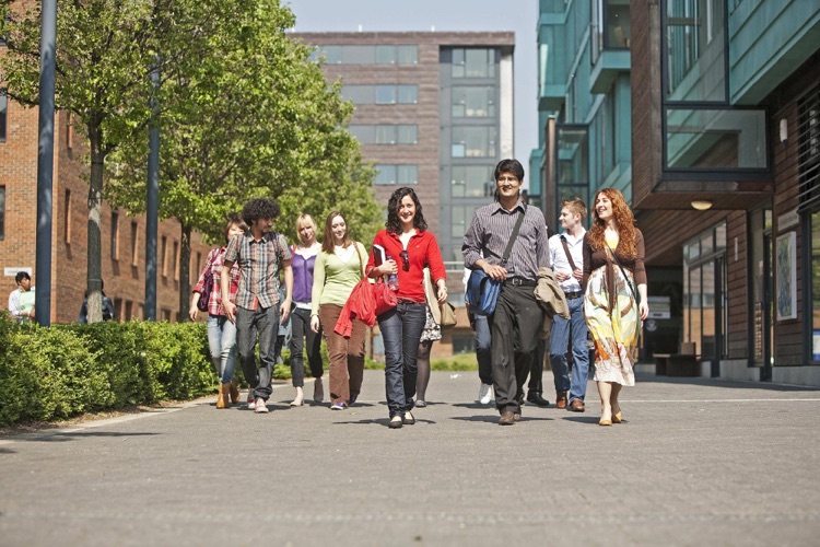 Guests outside Residences Reception in ouir Campus Villlage