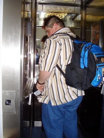 Trying to fit in their little lift