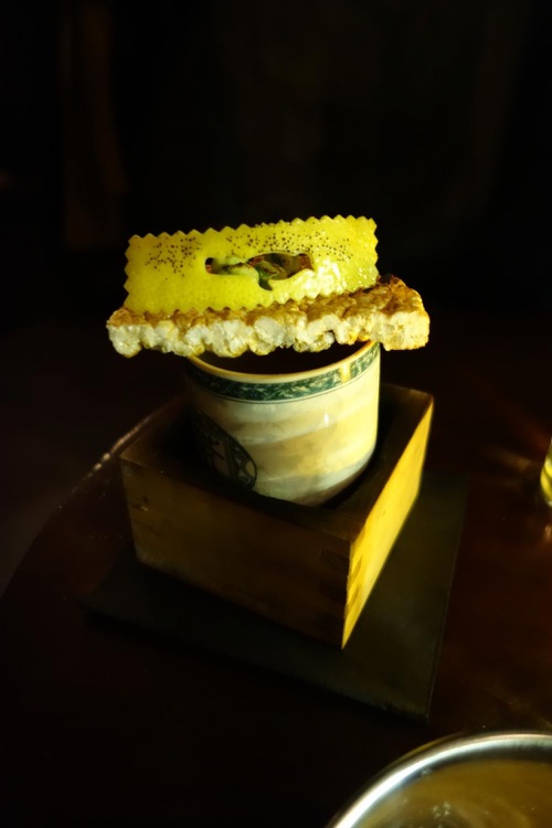 Name of the samurai cocktail: served cold in a burning wooden cup
