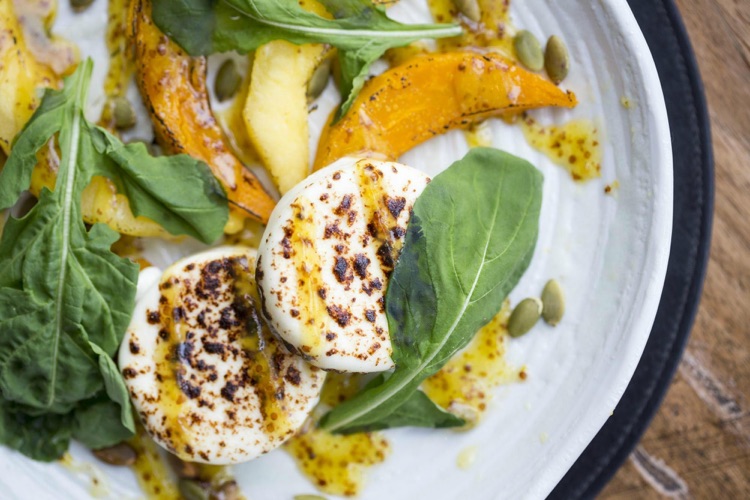 Roasted squash, baked crottin, rocket, honey mustard dressing