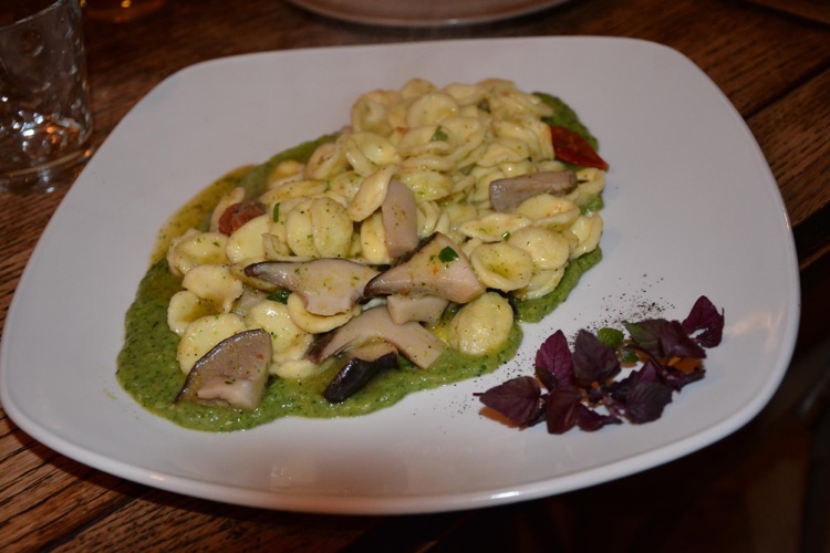 Orecchiette with cardoncelli mushroom and asparagus sauce