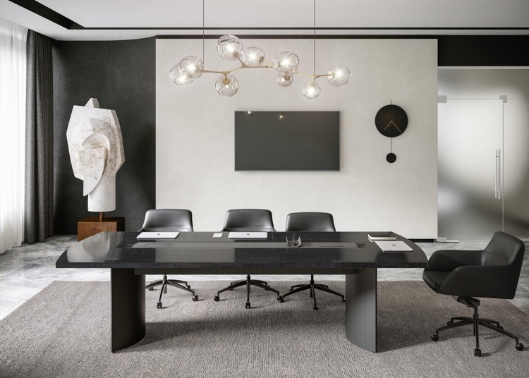 MITHOS High end Boardroom tables with cable management. Large modular tables in real wood