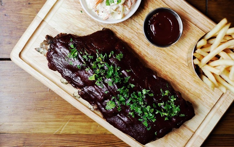 Rack of BBQ baby back ribs