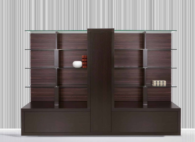 Luxury quality Taiko executive bookcase with doors and glass shelves