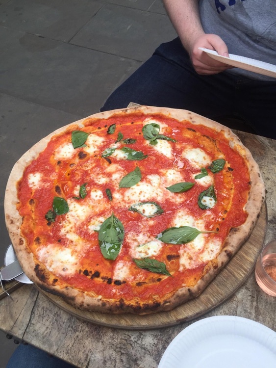 Amazing pizza, massive in size! shared between 2 people.