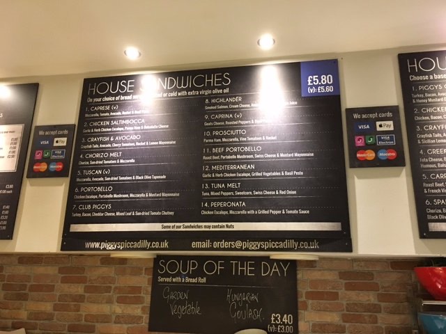 Sandwich menu