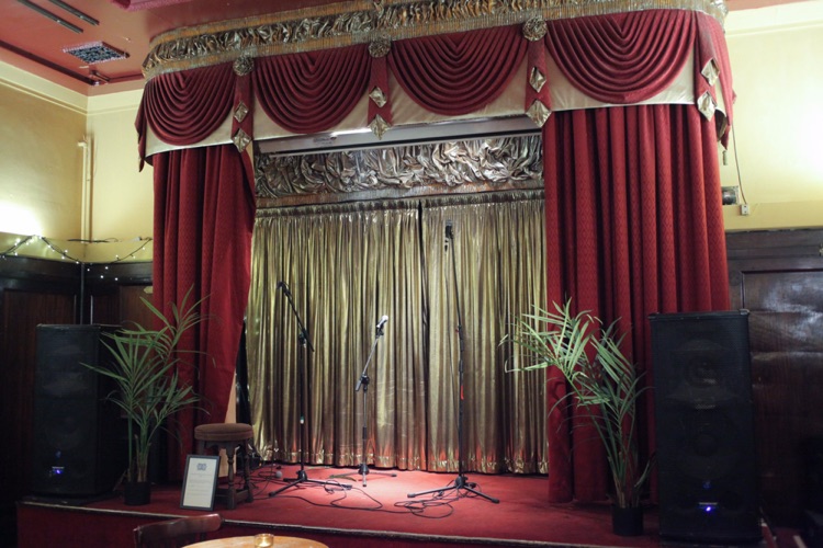 The stage in the ballroom at The Ivy House