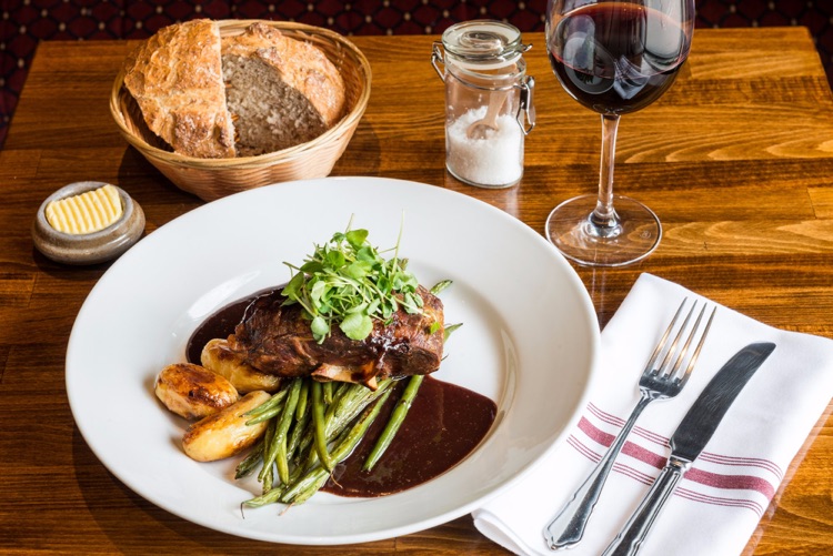 Lamb Shoulder - Slow cooked for 24 hours, served with green beans & new potatoes redcurrant sauc