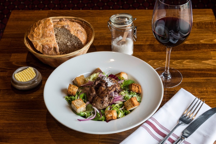 Chicken Livers - Crispy leaf salad, Red onion & Croutons & Pomegranate Molasses