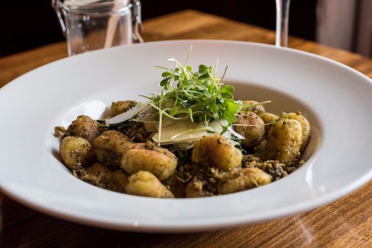 Potato Gnocchi - Tossed with Garlic, Toasted Pine nuts & Basil Olive oil Wilted Spinach & Parmes