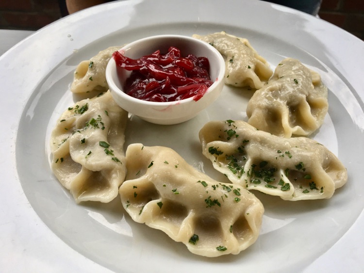 Dumplings & cranberry/ beetroot