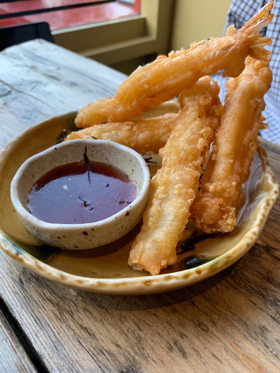 Monkatsu: a starter of breaded prawns