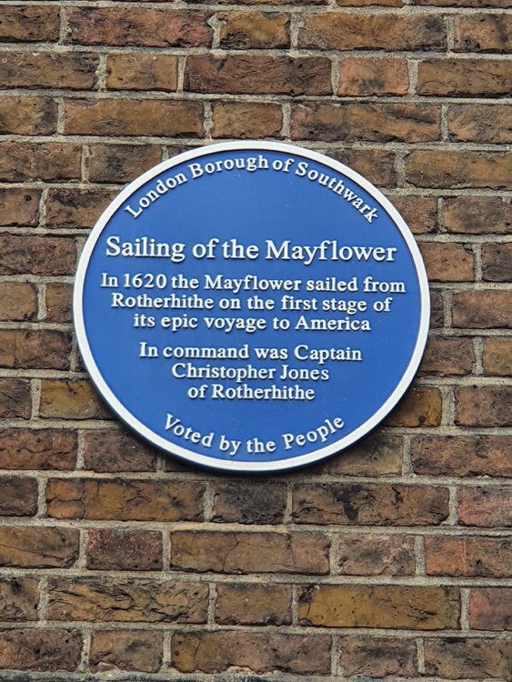 Church plaque related to the Mayflower