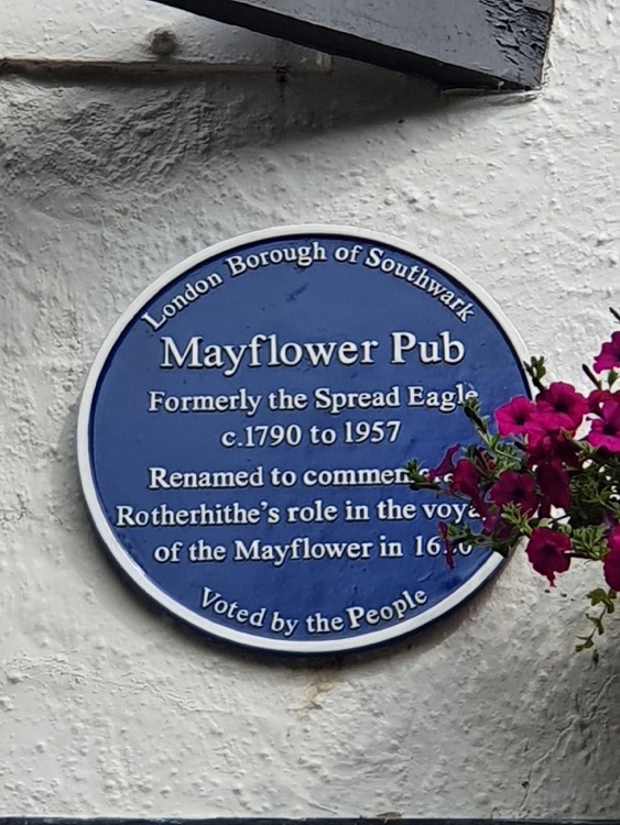 Plaque on Mayflower Pub