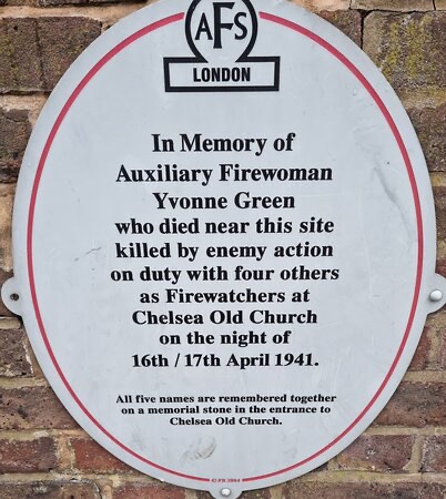 Roper's Garden memorial plaque near Chelsea Old Church