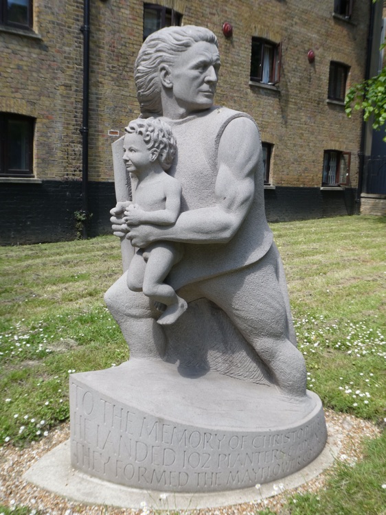 The Church of Saint Mary the Virgn, Rotherhithe: statue of Christopher Jones, Captain of the 'Ma