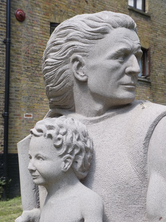 The Church of Saint Mary the Virgn, Rotherhithe: detail of the statue of Christopher Jones, Capt