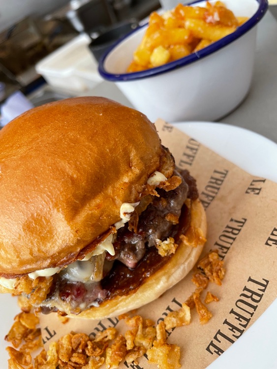 The OG Truffle Burger with Parmesan Cheese Chips