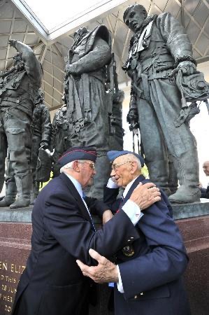 Two veterans reunited at the Bomber Command Memorial