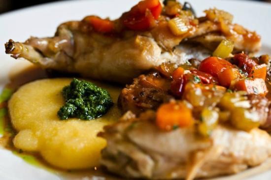 Braised rabbit with polenta (7/10)