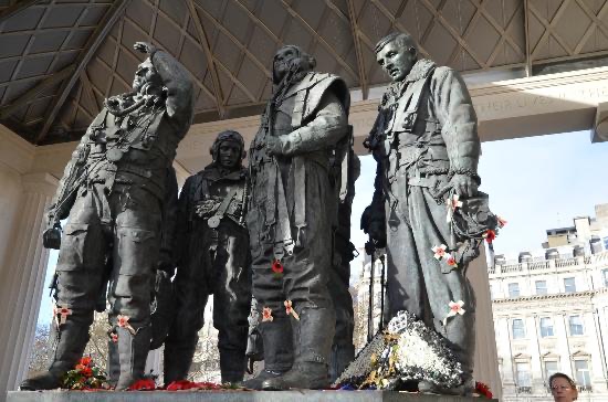 7 figures after a bombing mission over Europe