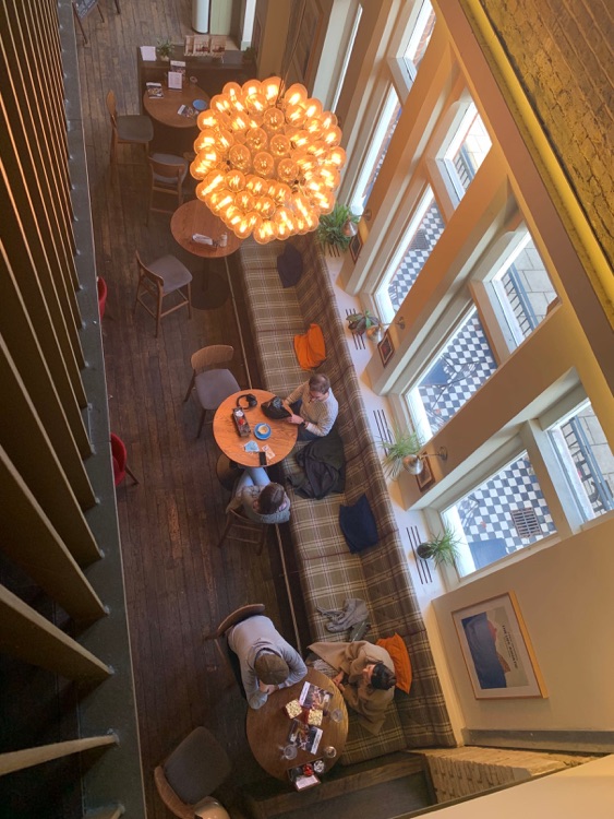 East Dulwich Picturehouse, Lordship Lane, East Dulwich SE22: Cafe area, from screen level upstai