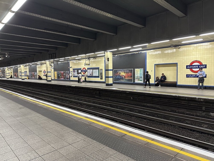 A photo of Aldgate East Station