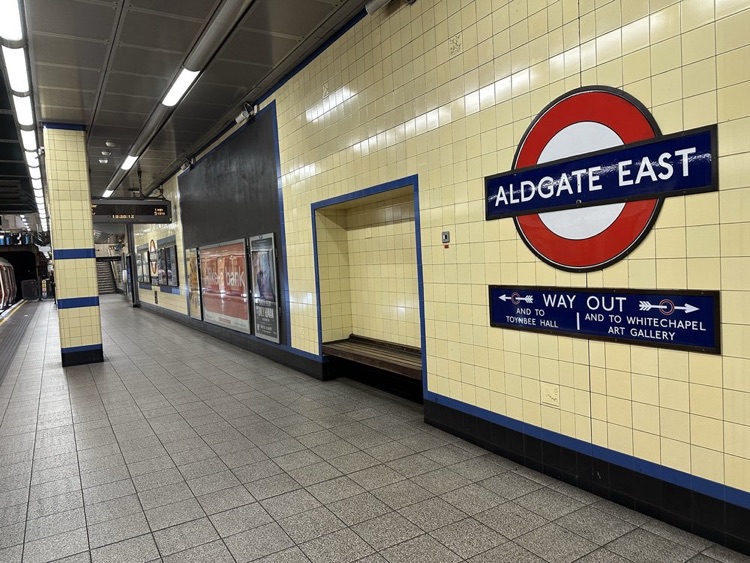 A photo of Aldgate East Station