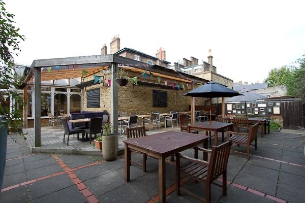 The beer garden at the Plough pub in Dulwich