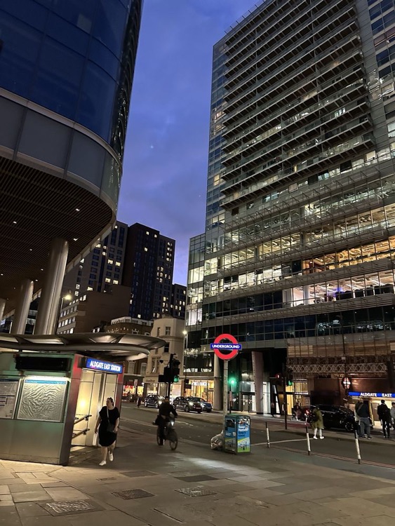 A photo of Aldgate East Station