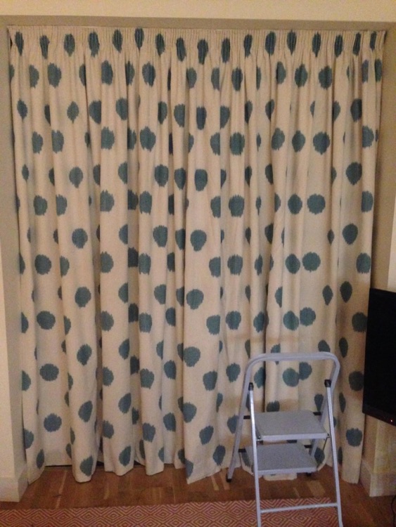 Single, pencil pleat curtains