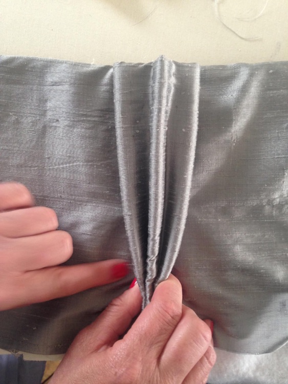 Triple pinch pleat, silk curtain.