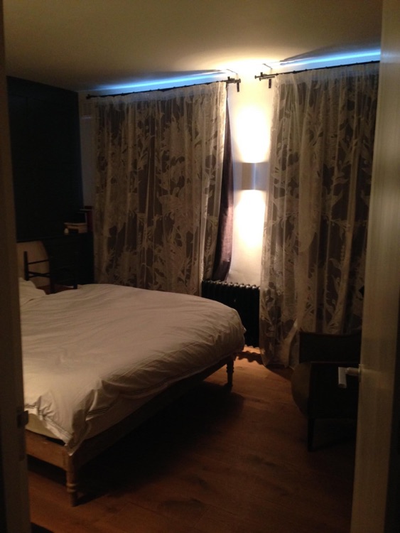 Single curtains with lace finish.