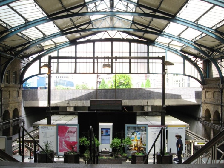 A photo of Aldgate Station