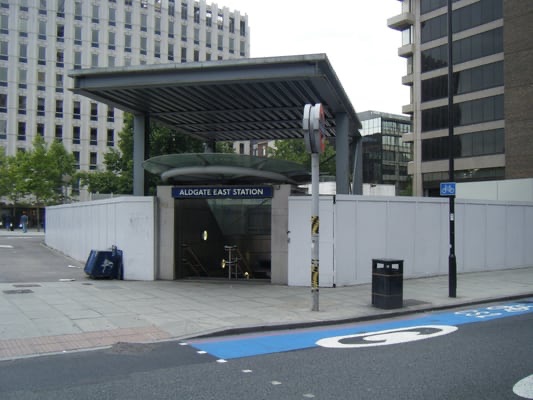 A photo of Aldgate East Station