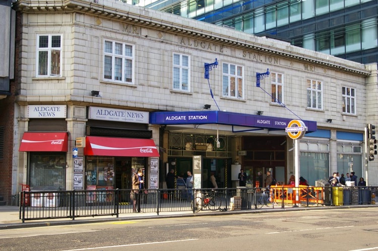 A photo of Aldgate Station