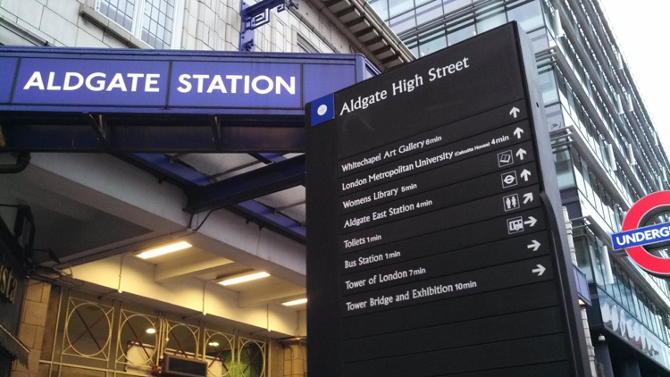 A photo of Aldgate Station