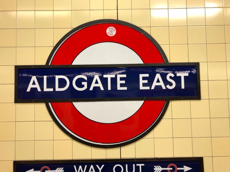 A photo of Aldgate East Station