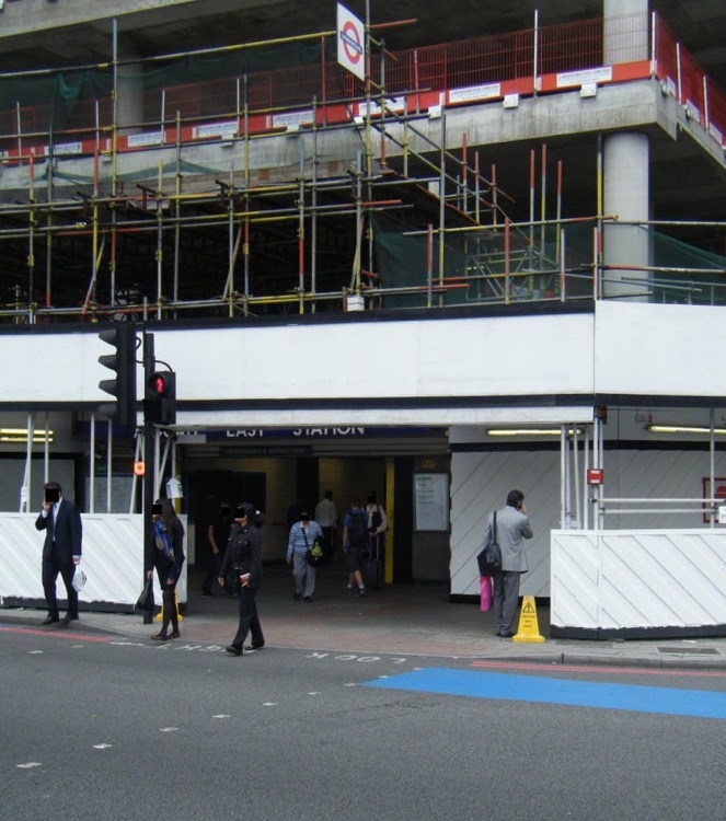 A photo of Aldgate East Station