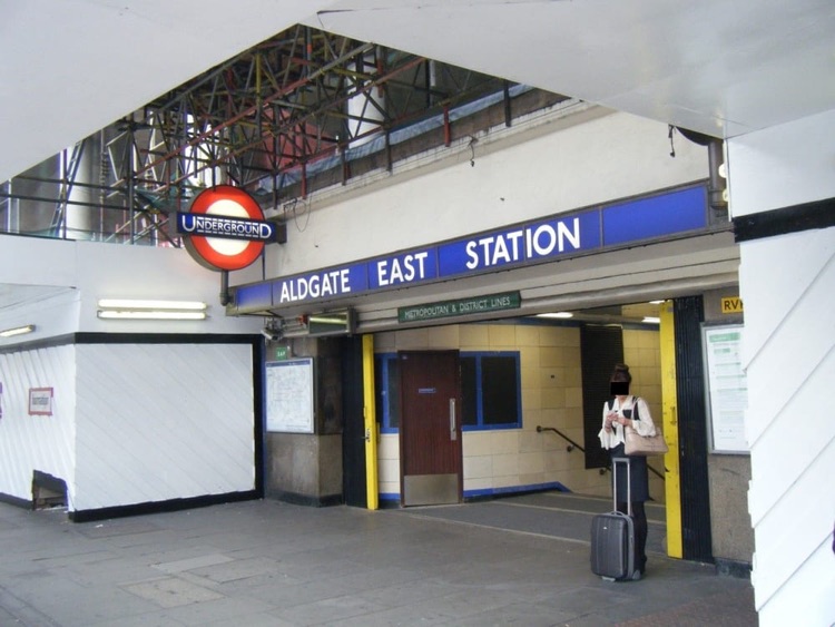 A photo of Aldgate East Station