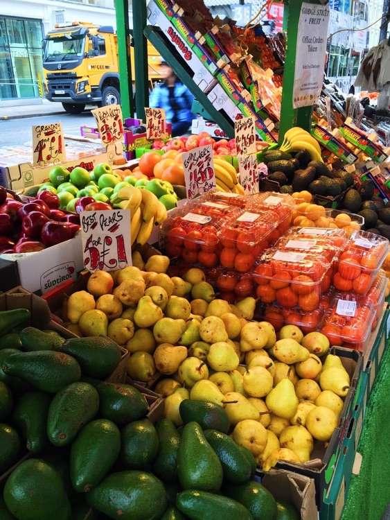 Fruit and veg stand right outside of Goodge St Station! #colourblast