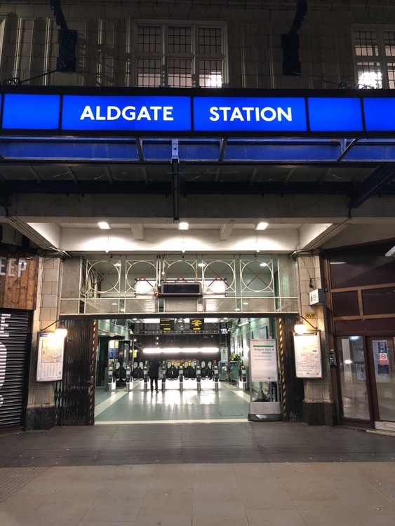 A photo of Aldgate Station